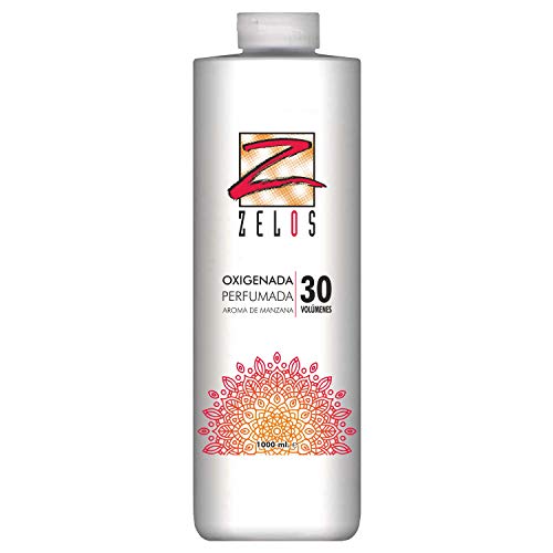 Oxigenada 30 volúmenes - 1000 ml - Aroma de Manzana - Emulsión Oxidante en Crema para Tinte y Decoloración - Da una Textura Sedosa Al Cabello - Uso Profesional - Zelos