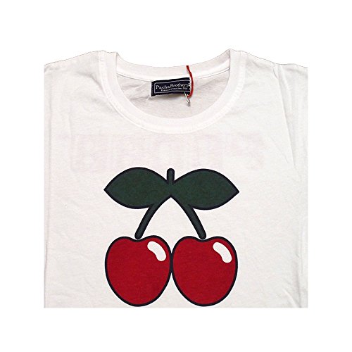 Pacha: Camiseta Blanca mujer Cereza Plana Logo - Blanco, L - Large