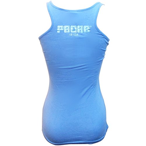Pacha: Camiseta sin mangas con Logo Tono Cereza Purpurina - Azul, XS - Extra Small