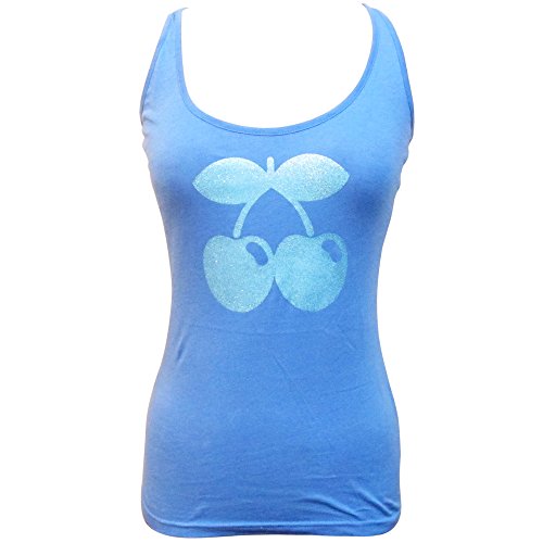 Pacha: Camiseta sin mangas con Logo Tono Cereza Purpurina - Azul, XS - Extra Small