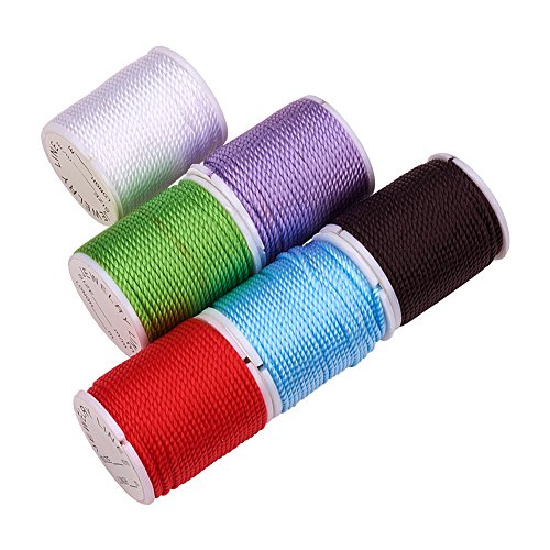 PandaHall 10 Rollos Nylon Cordón de Hilo de Reborde 10 Colores 1 mm Cordón de macramé Sedoso Cordón Trenzado para Pulsera Collar Fabricación de Joyas Cadena