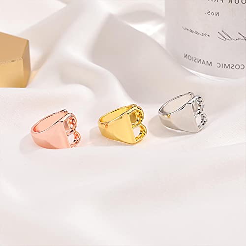 PangTuZiYin 2 Piezas Hueco AZ Letra de Metal Anillo Ajustable Anillo de Apertura Nombre Letra Lado Femenino joyería de Moda Gruesa y Ancha