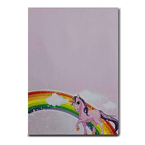 Papel de carta infantil (10 hojas, 120 g), diseño de unicornio