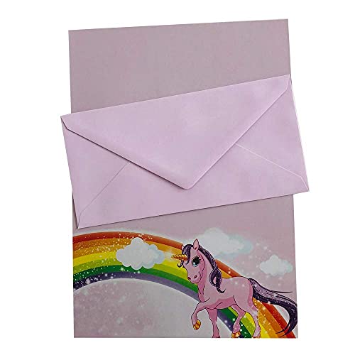 Papel de carta infantil (10 hojas, 120 g), diseño de unicornio