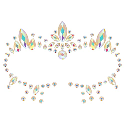 Pegatinas de Cara de Gemas Pegatina Luminosa Temporal de Diamantes Imitación Joyas de Cuerpo de Cristal Acrílico Brillos de Cara de Sirena Impermeable Brilla en Oscuridad (Estilo Adorable)
