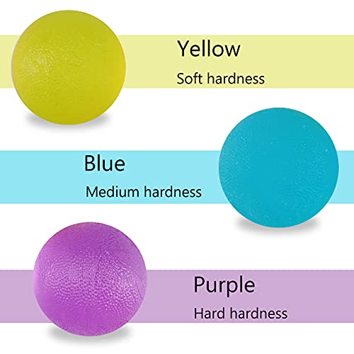 Pelota Rehabilitacion Mano, Antiestres Ejercitar para Fisioterapia, Pelota Antiestres Pelotas Ejercicio Manos, Tratamiento de Manos, Alivio del estrés, 3 Niveles de Resistencia, 3 Colores