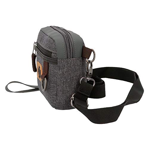 Pepe Jeans Irvin Bolso de Mano con Bandolera Gris 19x13x4,5 cms Poliéster