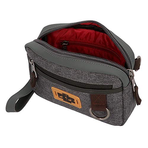 Pepe Jeans Irvin Bolso de Mano con Bandolera Gris 19x13x4,5 cms Poliéster