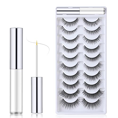 Pestañas Postizas 10 Pares Pestañas Postizas Naturales 3D con Pegamento Pestañas Postizas Largas Reutilizable Tacto Suave Tantos Estilos Usados en Varios Ocasiones Pestañas Impermeable de Magnetic SL