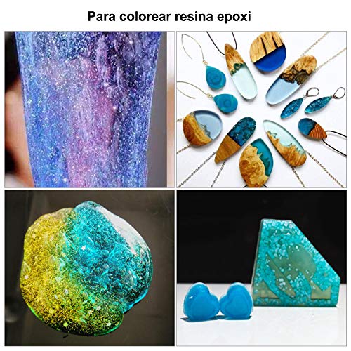 Pigmentos para Resina Epoxi 24 Colores - Mica en Polvo, Tinte para Suministros de Fabricación de Jabón, Aplicación en la Velas, Limos, Sombra de Ojos, Rubor, Arte de Uñas, Joyería de Resina, Artista