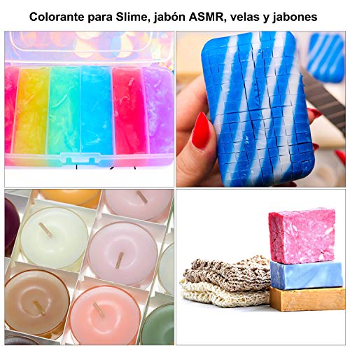 Pigmentos para Resina Epoxi 24 Colores - Mica en Polvo, Tinte para Suministros de Fabricación de Jabón, Aplicación en la Velas, Limos, Sombra de Ojos, Rubor, Arte de Uñas, Joyería de Resina, Artista