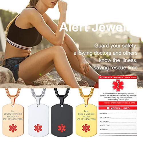 Placa de Identidad con Cadena Trenzada Trigo Espiga Collar Acero Inoxidable Personalizado Grabar Textos Láser Joyería Moderna de Necesidades Negro Esmalte Rojo