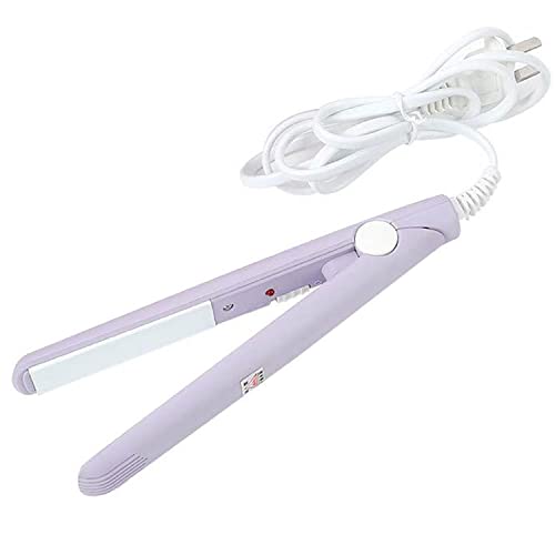 Plancha de Pelo 2 en 1 Alisador y Rizador Mini plancha de pelo 2 en 1, rizador de hierro plano, plancha de cerámica para flequillo ondulado, pelo corto, viaje, uso doméstico (Púrpura)
