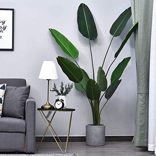 Planta de Decoración Artificial de Palma Árbol Realista con Maceta 10 Hojas Ф18x180cm para Exterior e Interior No Requiere Instalación