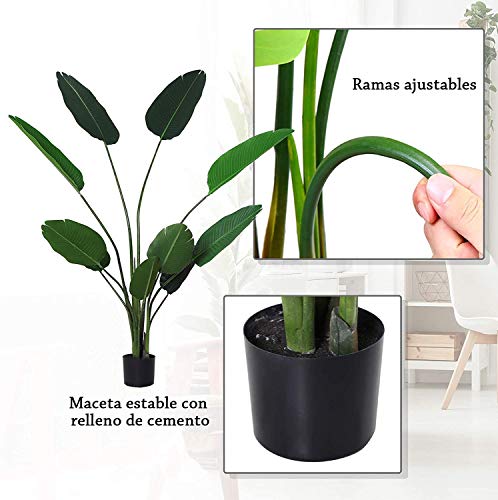 Planta de Decoración Artificial de Palma Árbol Realista con Maceta 10 Hojas Ф18x180cm para Exterior e Interior No Requiere Instalación