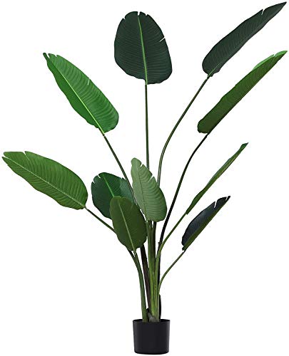 Planta de Decoración Artificial de Palma Árbol Realista con Maceta 10 Hojas Ф18x180cm para Exterior e Interior No Requiere Instalación