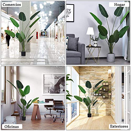 Planta de Decoración Artificial de Palma Árbol Realista con Maceta 10 Hojas Ф18x180cm para Exterior e Interior No Requiere Instalación