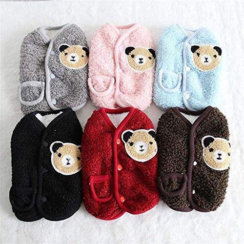 POD Winter Autumn Thicken Warm Dog Clothes Soft Lamb Cashmere Dog Vest Cute Cartoon Bear Decor Pet Jacket for,D,* S
