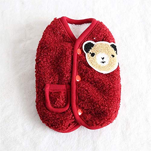 POD Winter Autumn Thicken Warm Dog Clothes Soft Lamb Cashmere Dog Vest Cute Cartoon Bear Decor Pet Jacket for,D,* S