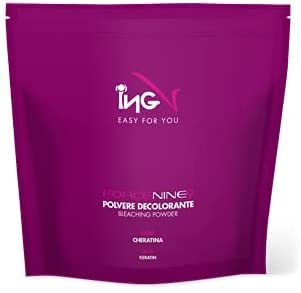 Polvos decolorantes 9 tonos, azul-violeta, antiamarillo y antinaranja, extrasuave, con queratina, polvos de nácar y proteínas de seda, 500 g
