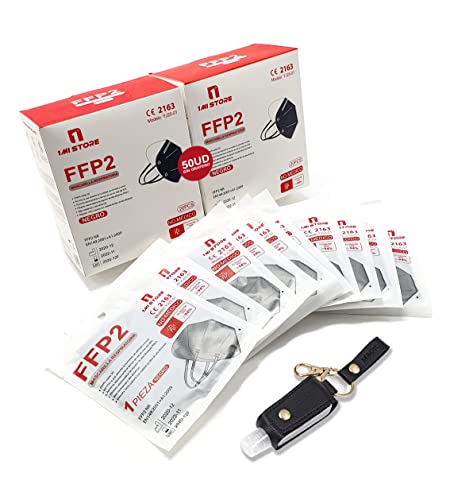 PUBLIMER Mascarilla FFP2 Homologada Certificado CE - 5 capas - Caja Expositor 50 Unidades COLOR NEGRO