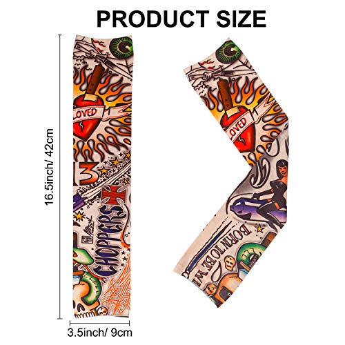 Qpout 15piezas Brazo tatuajes mangas para hombres mujeres,unisex tribal calavera flor serpiente moda tatuajes mangas ciclismo al aire libre baloncesto protector solar nylon elasticidad tatuajes mangas