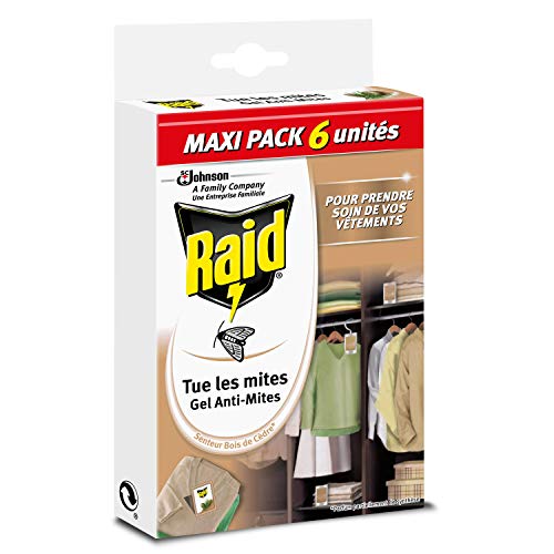 Raid Gel antipolillas, aroma a madera de cedro, Maxi Pack, – Paquete de 4x6x3g (24 x 3g)