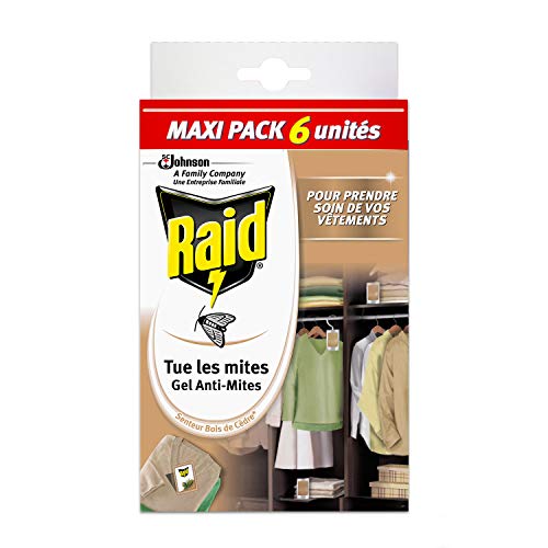 Raid Gel antipolillas, aroma a madera de cedro, Maxi Pack, – Paquete de 4x6x3g (24 x 3g)