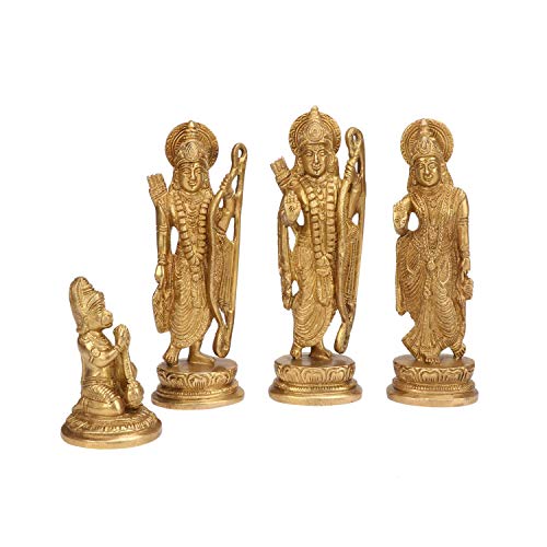 Ram Sita Laxman Hanuman Statue Hindu God Figurine Brass Metal Sculpture Ram Darbar Idol Murti Height for Mandir -7 Inches Big Home Decor