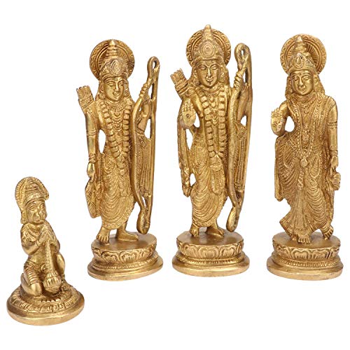 Ram Sita Laxman Hanuman Statue Hindu God Figurine Brass Metal Sculpture Ram Darbar Idol Murti Height for Mandir -7 Inches Big Home Decor