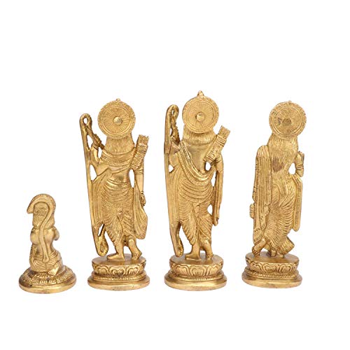 Ram Sita Laxman Hanuman Statue Hindu God Figurine Brass Metal Sculpture Ram Darbar Idol Murti Height for Mandir -7 Inches Big Home Decor