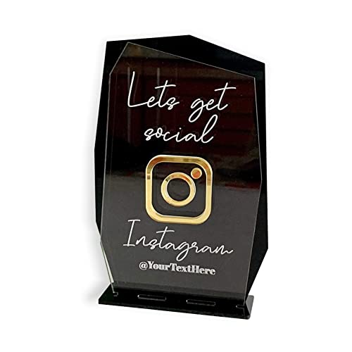 Redes Sociales Instagram Placa con Perfil Pagina personalizado, Síguenos en Instagram, Signo Personalizada grabada con diseño Instagram, Decoración de arte, Letreros de mesa, Logotipo de la empresa