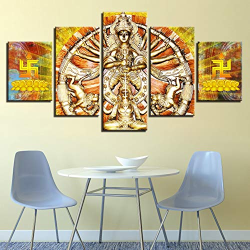 RMRM Arte de la Pared Lienzo Imágenes Póster Modular 5 Piezas Thanand-Hand Kwan-Yin Pintura HD Trabajo Impreso Decoración para la Sala de Estar