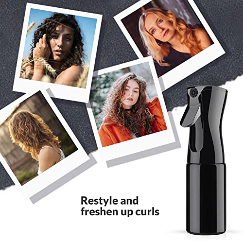 Rociador para el cabello de niebla fina, Segbeauty, botella de agua de nebulización continua de 6.8 oz, rociador recargable vacío negro de 200 ml, aerosol sin aire Mister para peluquería y peluquería