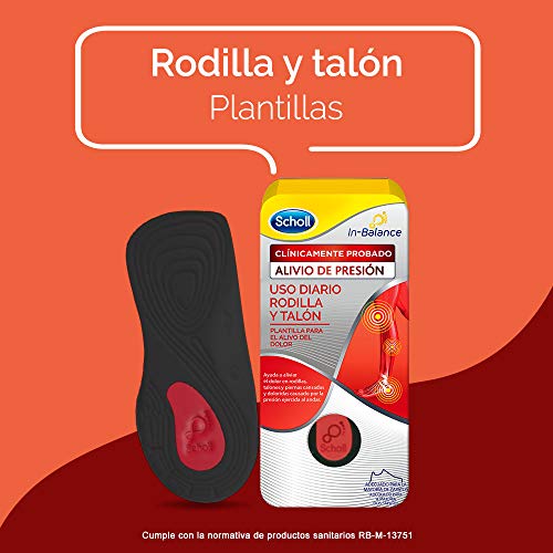 Scholl Plantilla In-Balance para el Alivio del Dolor de Rodilla y Talón, 1 par, talla M (40 - 42)