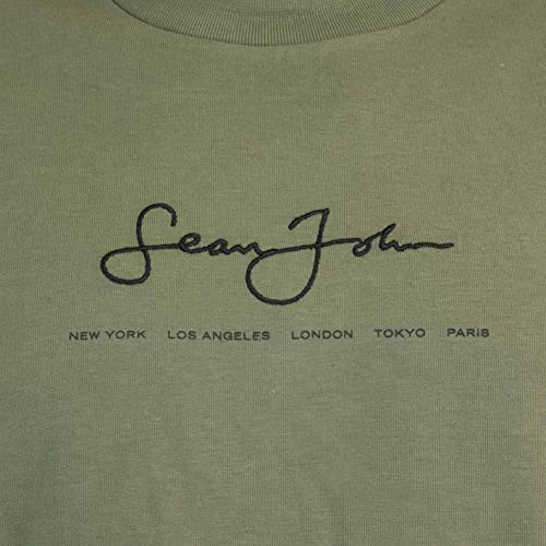 Sean John Camiseta clásica con logo esencial., verde oliva, S