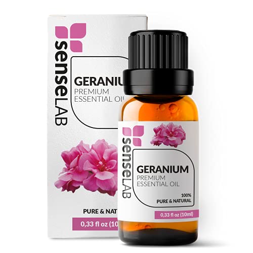 SenseLAB Aceite Esencial de Geranio - Aceite de Geranio Natural 100 % Puro de Grado Terapéutico para Difusor de Aromaterapia - Aceite para el Cuidado de la Piel - Relajante y Calmante (10 ml)