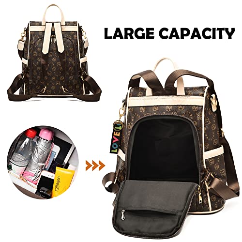 shepretty Mochila Cuero antirrobo Impermeable para Mujer, 0999Beige