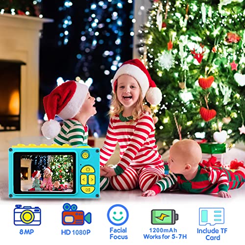 ShinePick Cámara Digital para Niños,Zoom Digital de 4X / 8MP / 2" TFT LCD de la Pantalla Cámara Fotos con Tarjeta de Memoria (Azul, 32GB Tarjeta incluida)