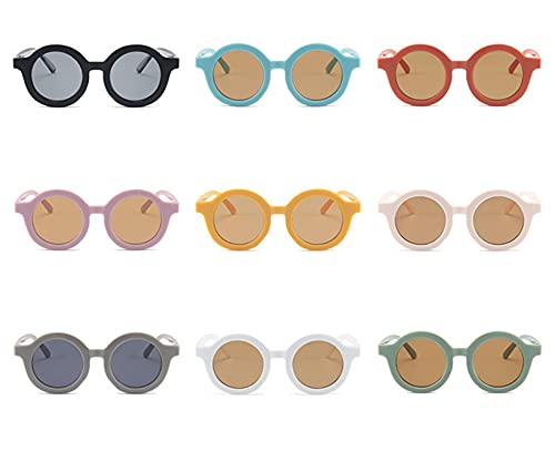 ShZyywrl Gafas De Sol De Moda Unisex Children's Sunglasses Retro Round Sun Glasses Decorative Girls Eyewear Fashion Boys Shade Vintage Kids Sunglasses C2