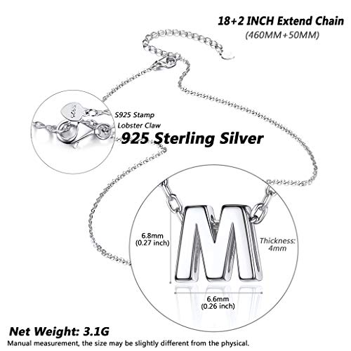 Silvora Colgante Inicial M Plata Collares Letra pequeña Niña Mujer Regalo Novia