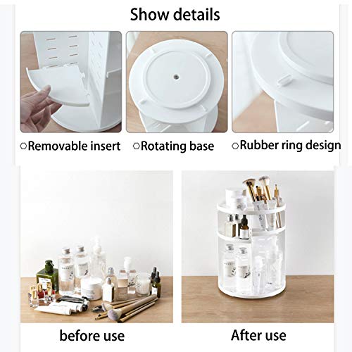 SIMIN Organizador de Maquillaje de Giratorio, Organizador Cosmético de Belleza Ajustable, Compartimento de Almacenamiento de Cosméticos Adapta a Joyas, Pinceles, Lápices Labiales y más