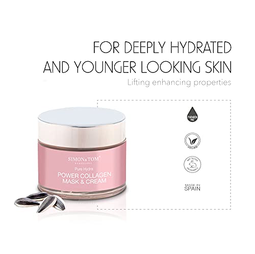 Simon&Tom Collagen Cream - Crema Facial con Colágeno Marino Ultra Concentrado con Antioxidantes para Pieles Apagadas - Anti-arrugas - Tonifica e Hidrata - Antiedad - Vitamina E - Hecho en España/50ml