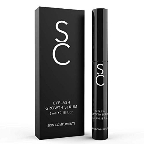 SKIN COMPLIMENTS – Serum orgánico para pestañas y cejas – Libre de hormonas y vegano – Crecimiento, fortalecimiento y cuidado de pestañas y cejas – 5ml – Cosméticos naturales – Made in Germany