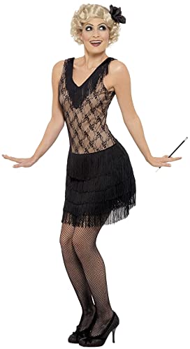 Smiffys- Disfraz de Empieza el espectáculo, Vestido y Adorno para el Pelo, Color Negro, L - EU Tamaño 44-46 (Smiffy'S 30042L)