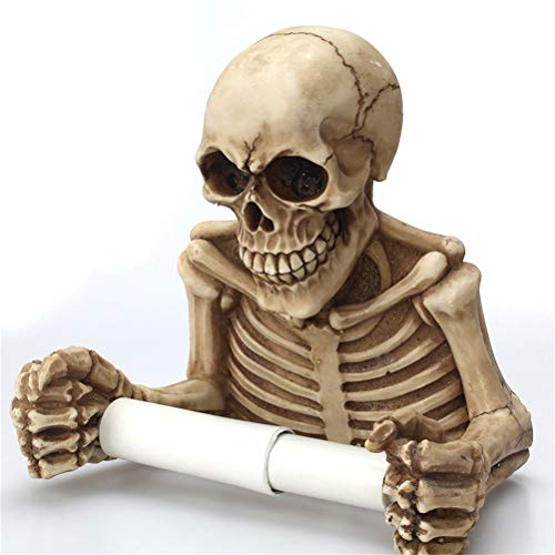 Soporte de papel Higiénico Decorativo de Calaveras Esqueléticas, Decoraciones de Halloween de Miedo Accesorios de Placas de Pared de Baño