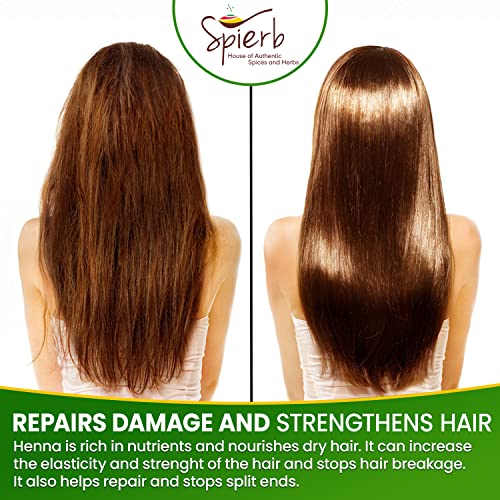 Spierb Henna Polvo - 250gm- de Hojas de Henna a Base de Hierbas para Teñir el Cabello Sin Productos Químicos Colorante Natural Marrón 100% Puro de Henna Powder Lawsonia Inermis Fácil de Usar