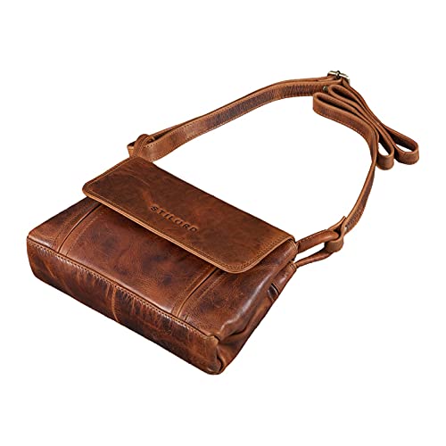 STILORD 'Alessia' Mini Bandolera Mujer Cuero Pequeño Bolso de Mano Vintage Elegante Bolso de Hombro para Salir Noche Festa Crossbody Bag de Piel Genuina, Color:Kara - Cognac