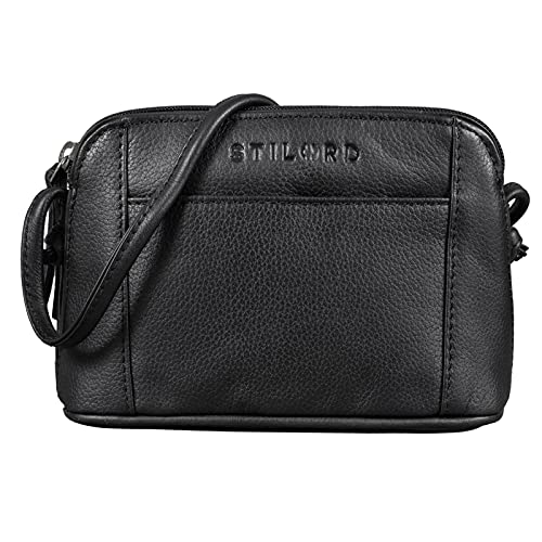 STILORD 'Mariella' Bolso Bandolera Mujer Piel Vintage Mini Bolso de Mano para Damas Bolso de Hombro Pequeño para Shopping Salir Bolso Diario de Auténtico Cuero, Color:Negro