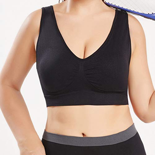 Sujetador Deportivo para Mujer SHOBDW 2019 Nuevo Cómodo Color Sólido Cuello en V Tank Tops Blusa Camisole Camisetas Mujer Tirantes Deporte Bra Tallas Grandes S-6XL(Negro,4XL)
